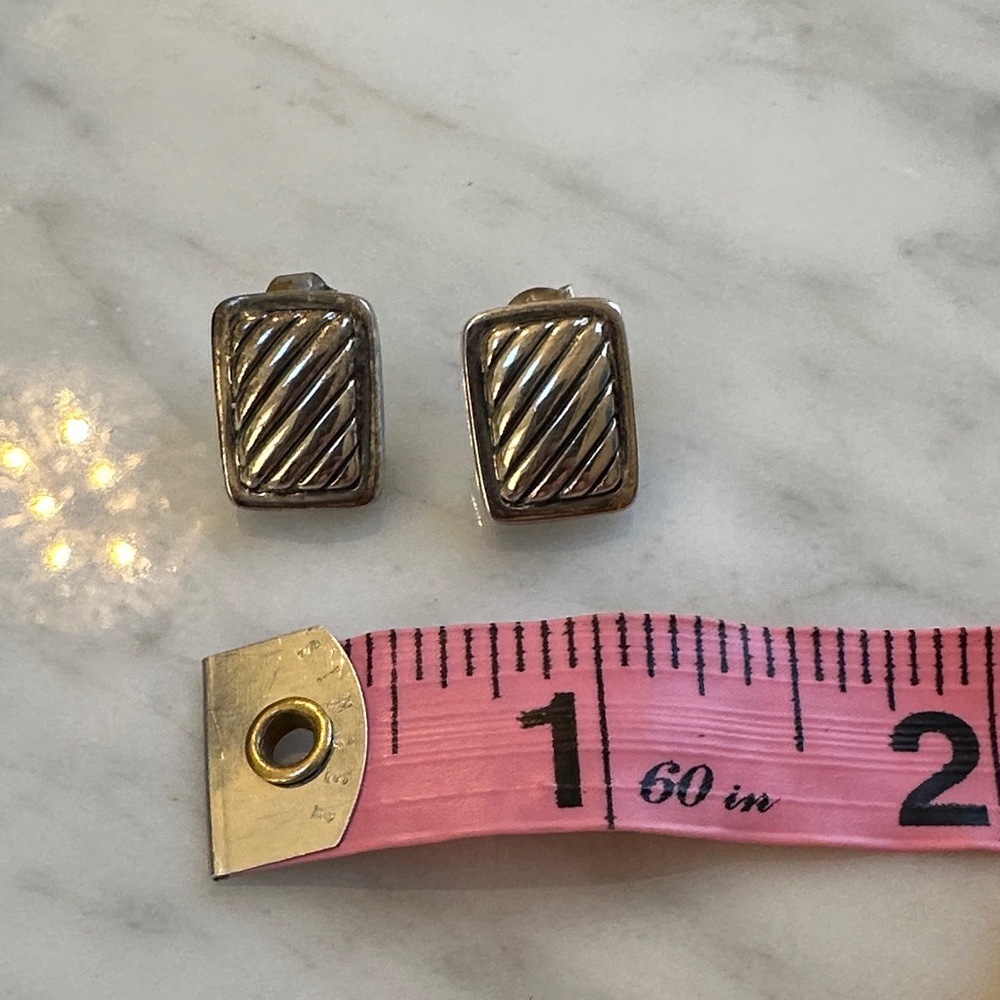 Silver Rectangular Earrings - Picture 4 of 5